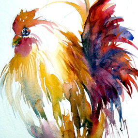 Watercolor Design – Roosters, Joanna Coke