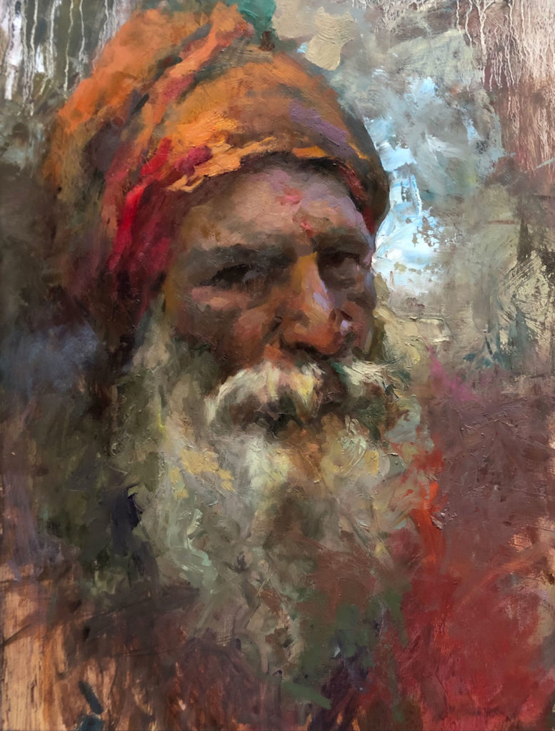 Homeless Old Man in India by Hai Ou Hou, 16×12, $3.200