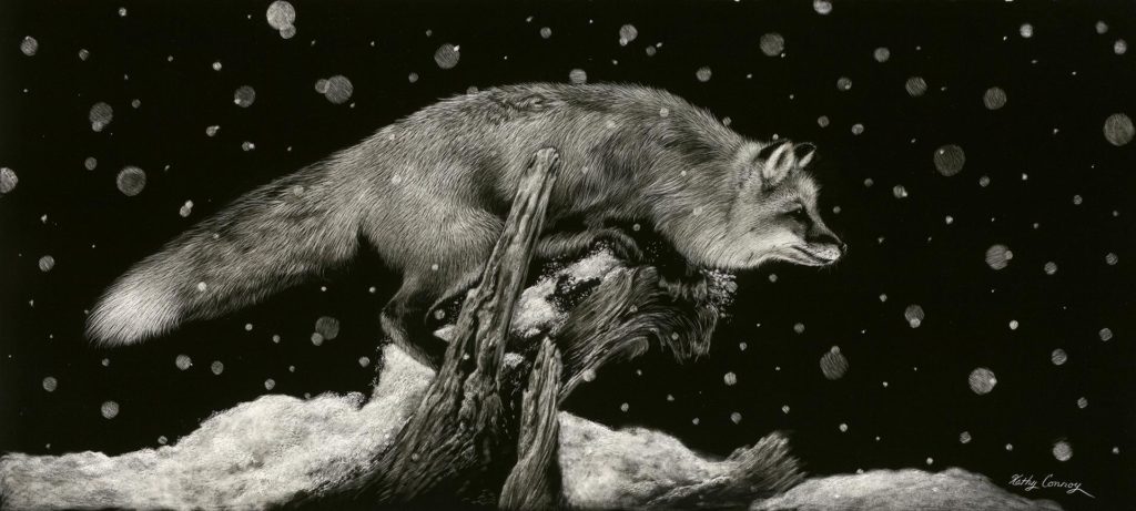 Snowy Pursuit by Kathy Conroy, SSA 9x20 $1,200