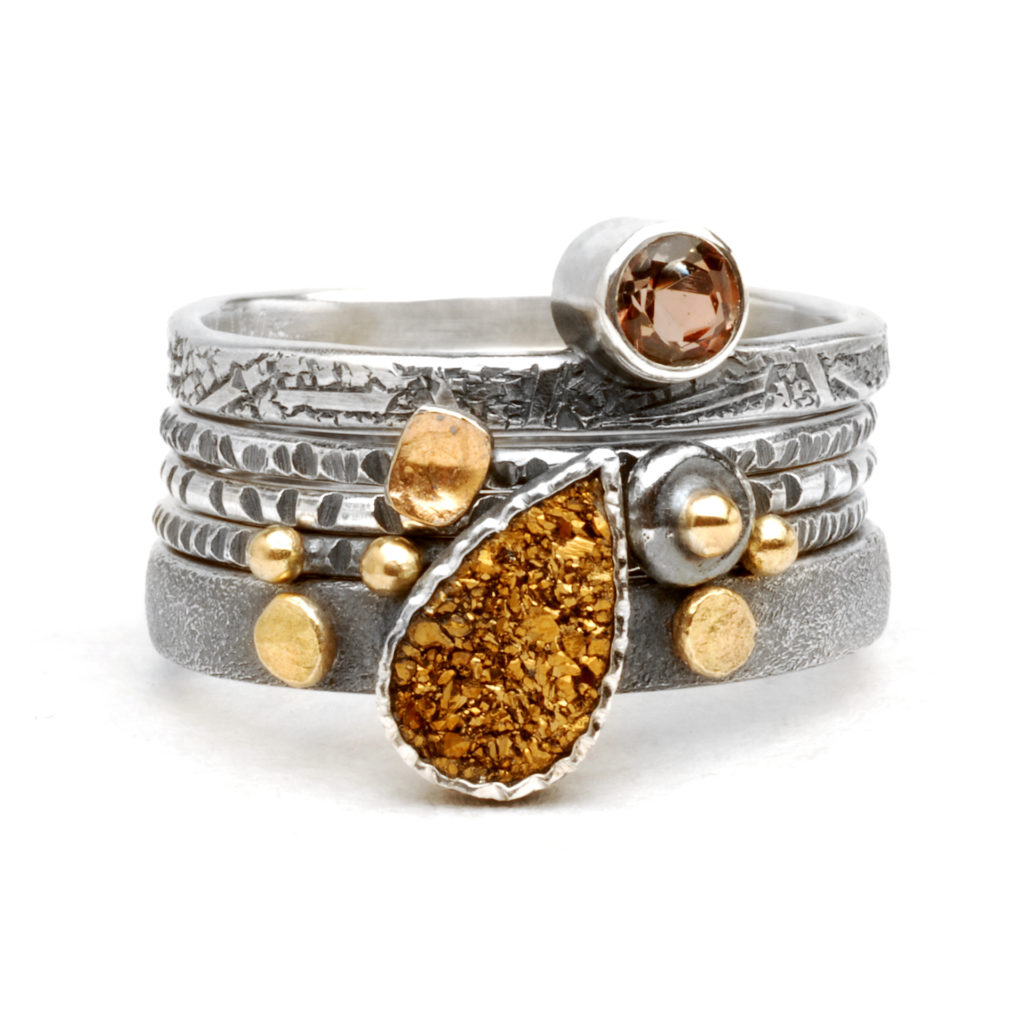 Wendy Thurlow, Golden Confetti Stack Rings, 3rd Place, $325
