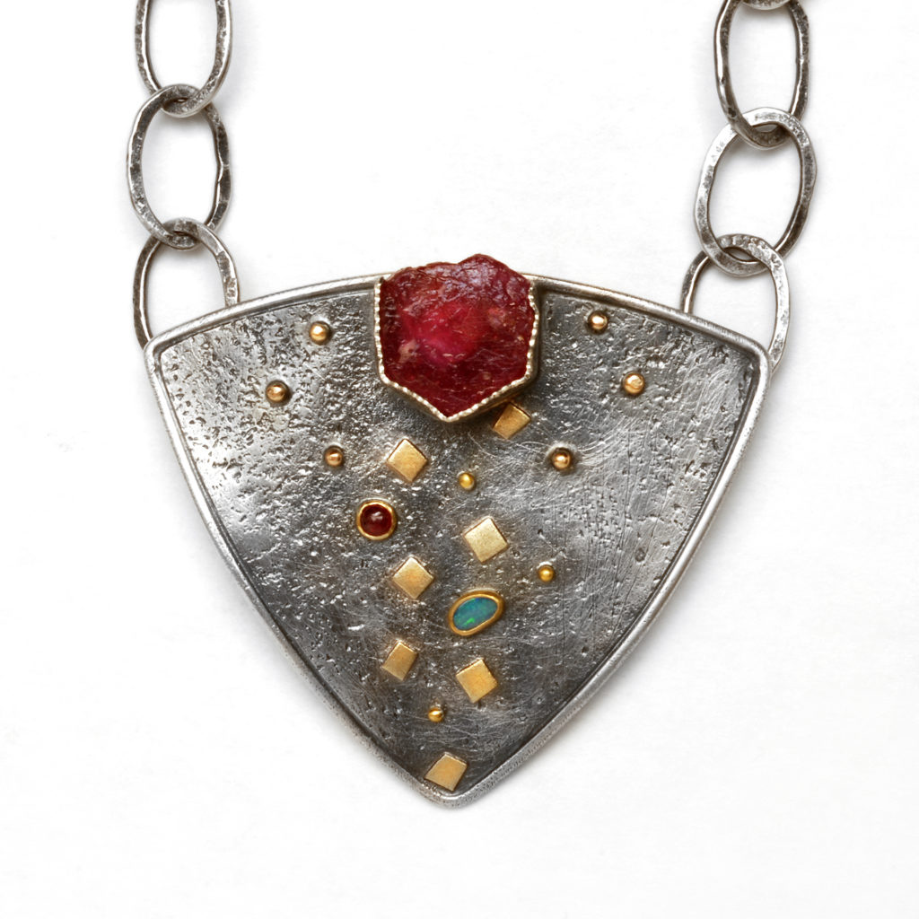 Wendy Thurlow, Ruby Shield Necklace, $1,400
